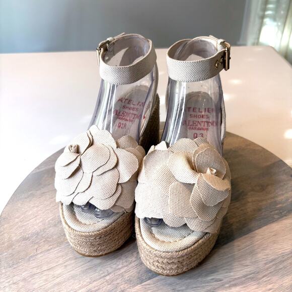 Valentino Garavani Atelier 03 Rose Edition Wedge Espadrille Sandals EU 35 US 5 - Picture 3 of 15